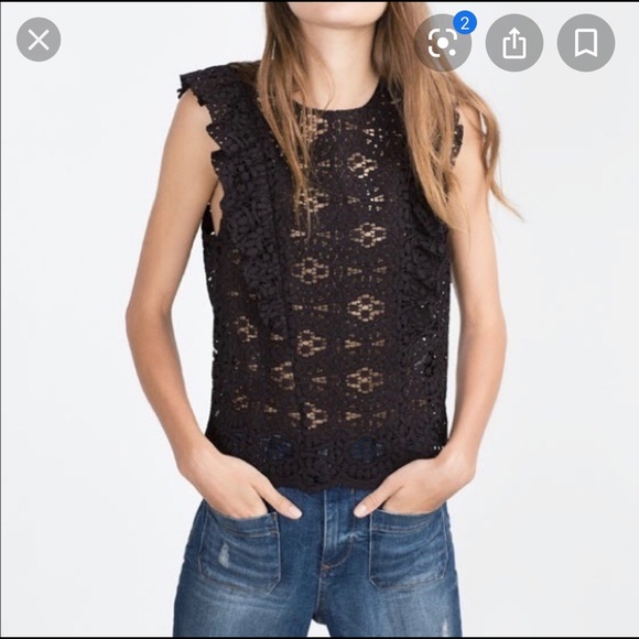 Zara Tops - Zara Woman Black Ruffled Lace Top